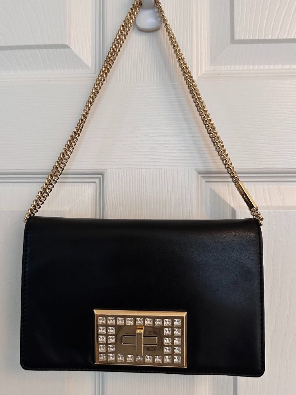 Michael Kors clutch/shoulder bag black leather-EUC